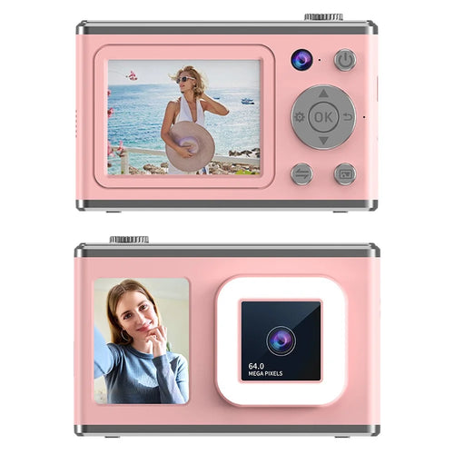 Y23 2.4 Inch HD Screen Dual Lens Video Recording CCD Digital Camera with Fill Light ( without TF Card ) - Pink - 1