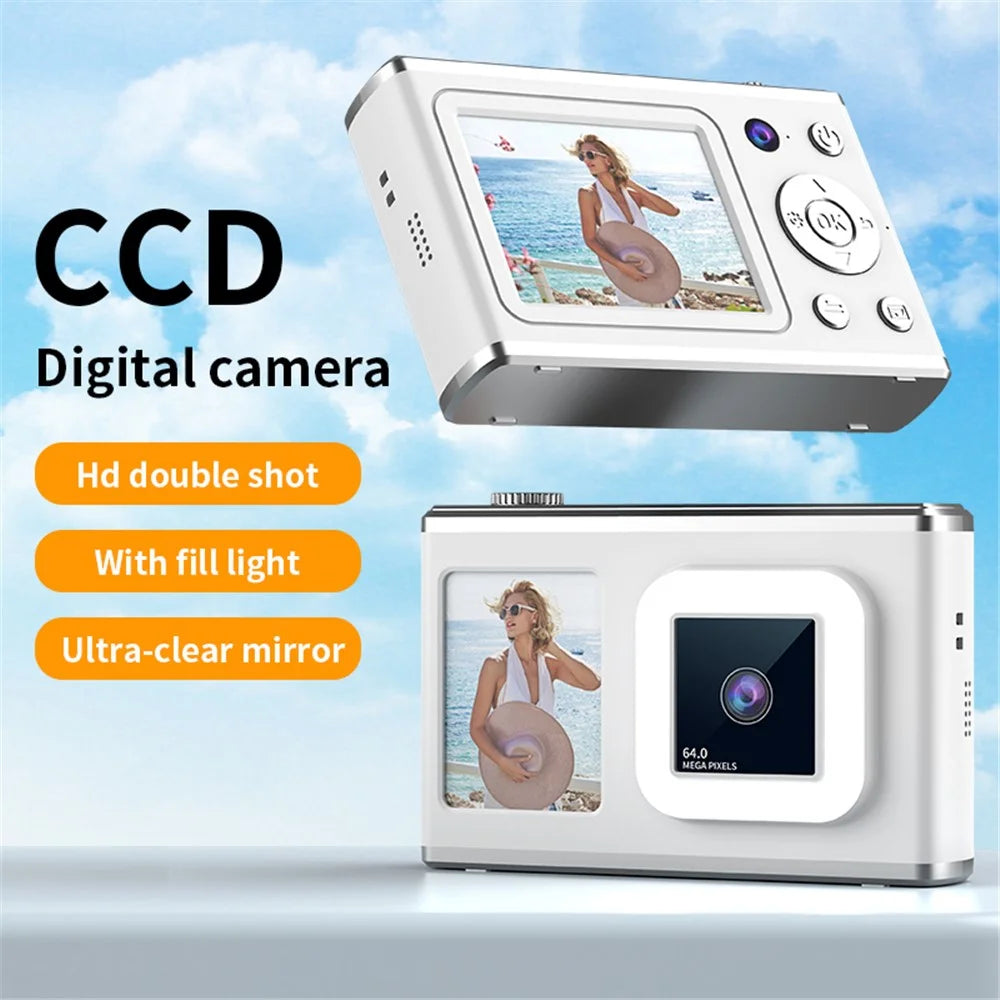 Y23 2.4 Inch HD Screen Dual Lens Video Recording CCD Digital Camera with 32G TF Card + Card Reader - Pink - 2