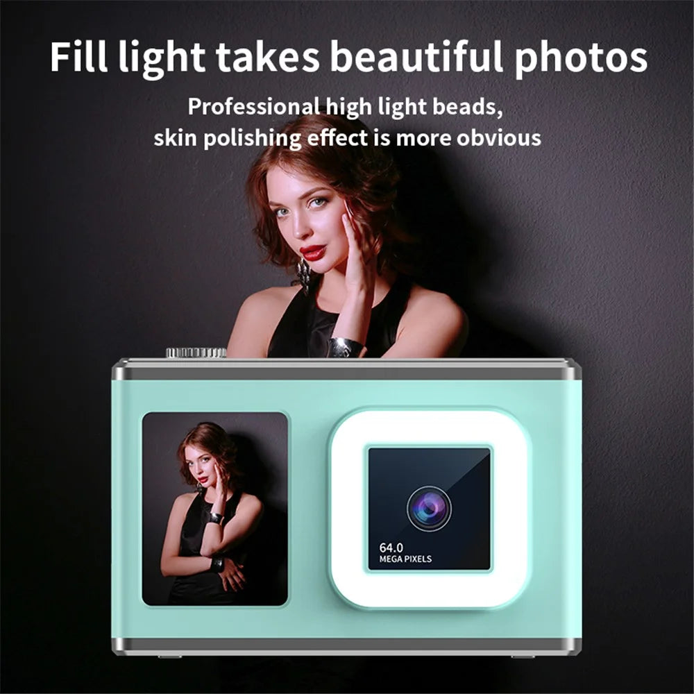 Y23 2.4 Inch HD Screen Dual Lens Video Recording CCD Digital Camera with 32G TF Card + Card Reader - Pink - 7