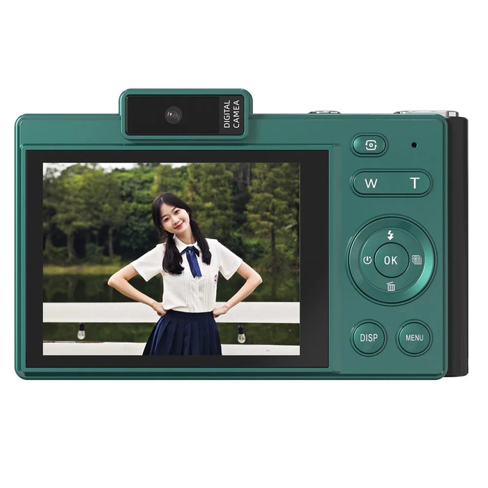 H18 2.8 Inch IPS HD Digital Camera Dual Lens Entry Level CCD Camera with 32G Memory Card + Card Reader - Green - 2