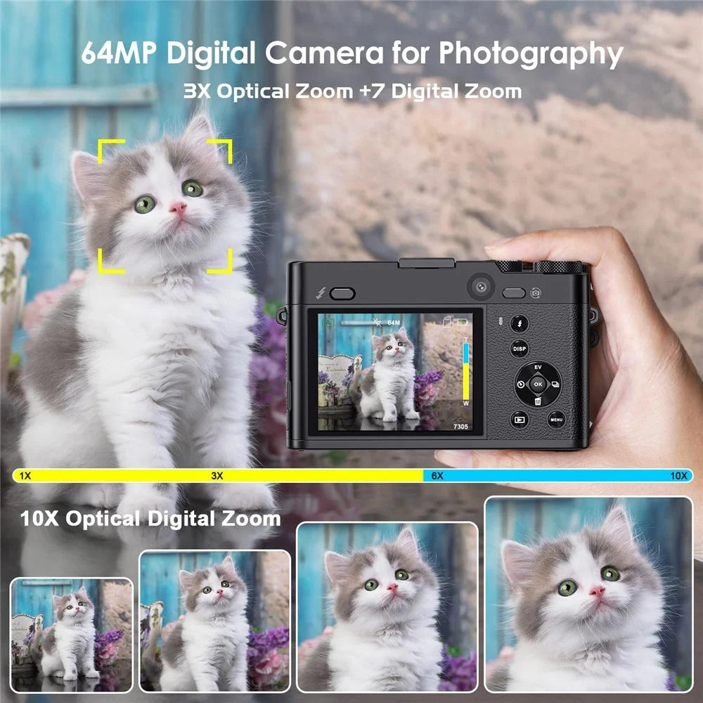 DC205X 5K 64MP Digital Camera for Photography 6X Optical Zoom WiFi Camcorder with Dual Lens - EU Plug - 6
