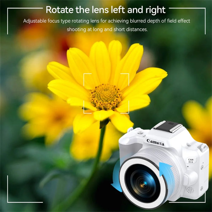 D11 Mini Digital Camera HD Video Recording DSLR Camera 48MP MAX with 8G Memory Card - White - 6