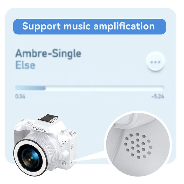 D11 Mini Digital Camera HD Video Recording DSLR Camera 48MP MAX with 8G Memory Card - White - 7