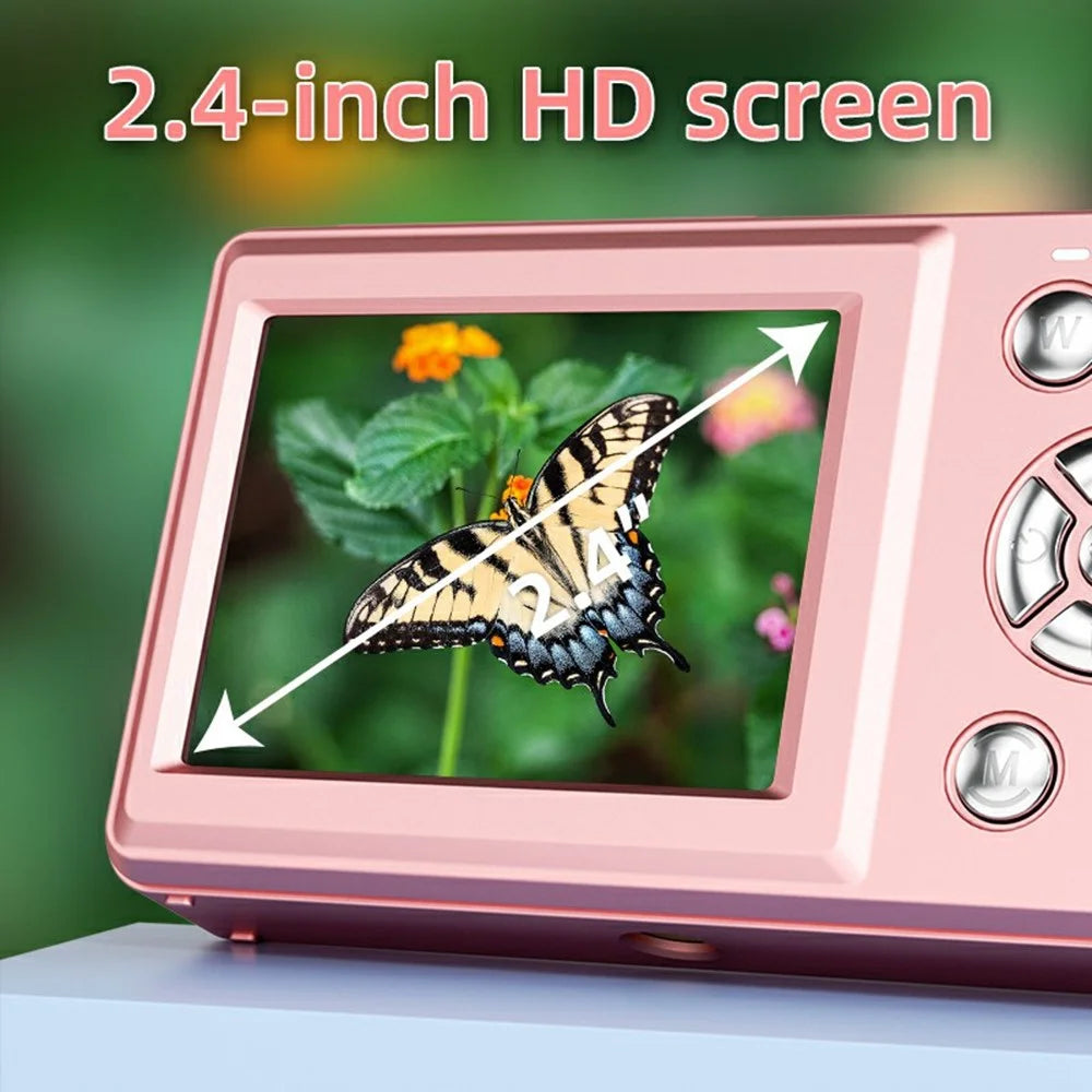 FC002 2.4 Inch IPS Screen 64MP Auto Focus Digital Camera 18X Zoom CCD Video Camera - Pink - 4