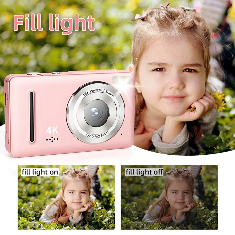FC002 2.4 Inch IPS Screen 64MP Auto Focus Digital Camera 18X Zoom CCD Video Camera - Pink - 5