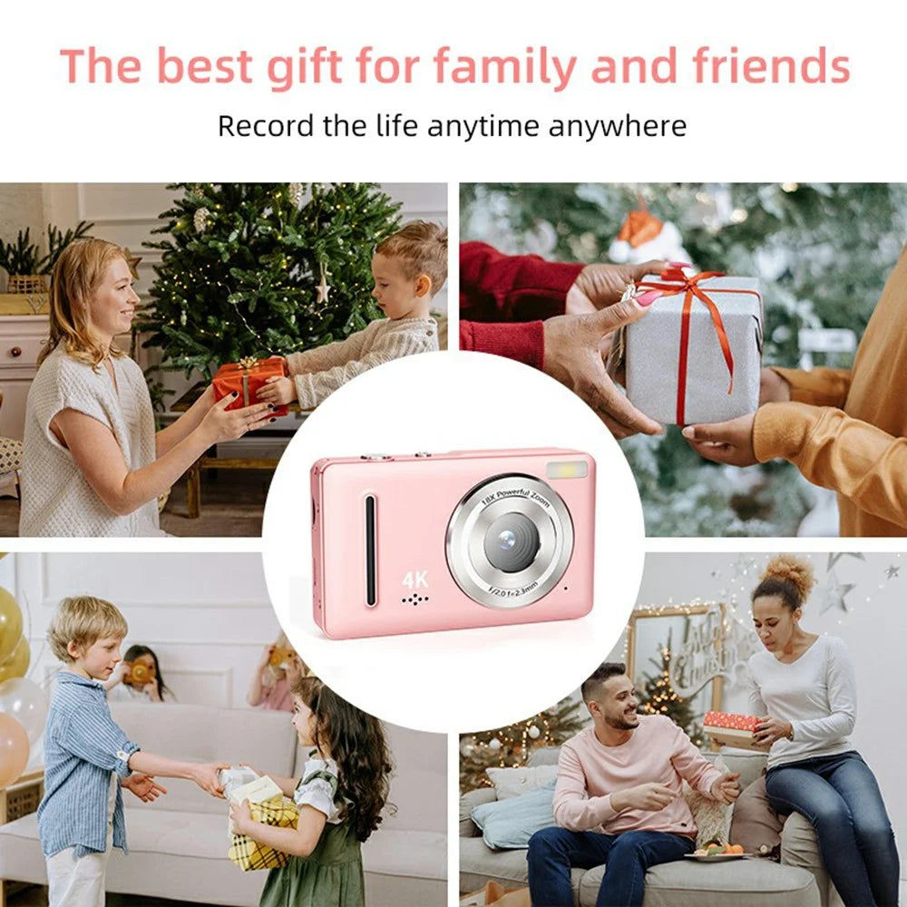 FC002 2.4 Inch IPS Screen 64MP Auto Focus Digital Camera 18X Zoom CCD Video Camera - Pink - 6