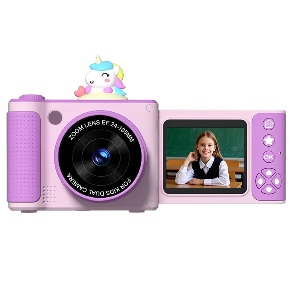 S6 2.4 Inch Flip Screen Digital Camera Telescopic Lens Photography Video CCD with 32GB Card + Card Reader - Purple - 1