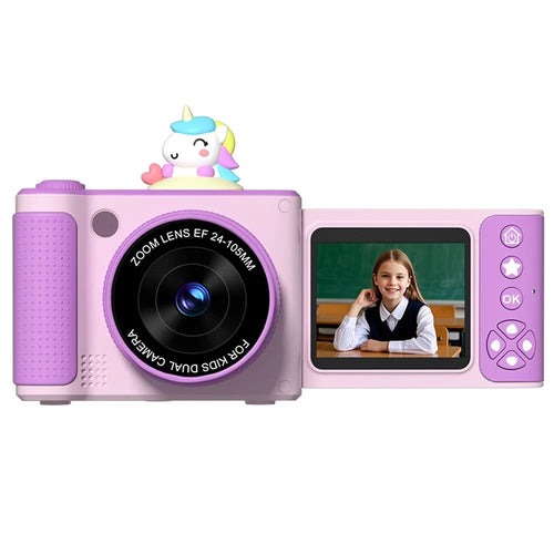 S6 2.4 Inch Flip Screen Digital Camera Telescopic Lens Photography Video CCD with 32GB Card + Card Reader - Purple - 1