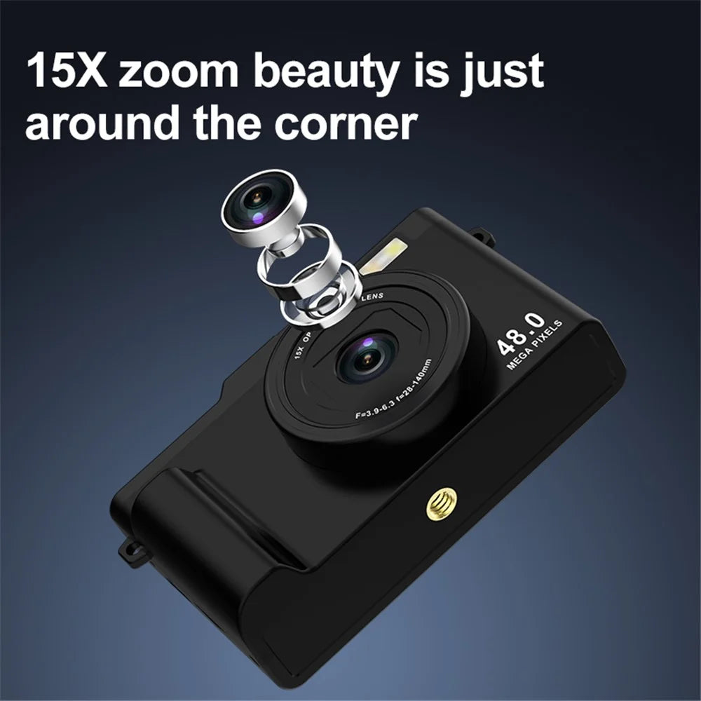 H03 2.4 Inch HD Digital Camera 15X Zoom Dual Lens Video Recorder Retro CCD with  WiFi Transfer - Black - 3