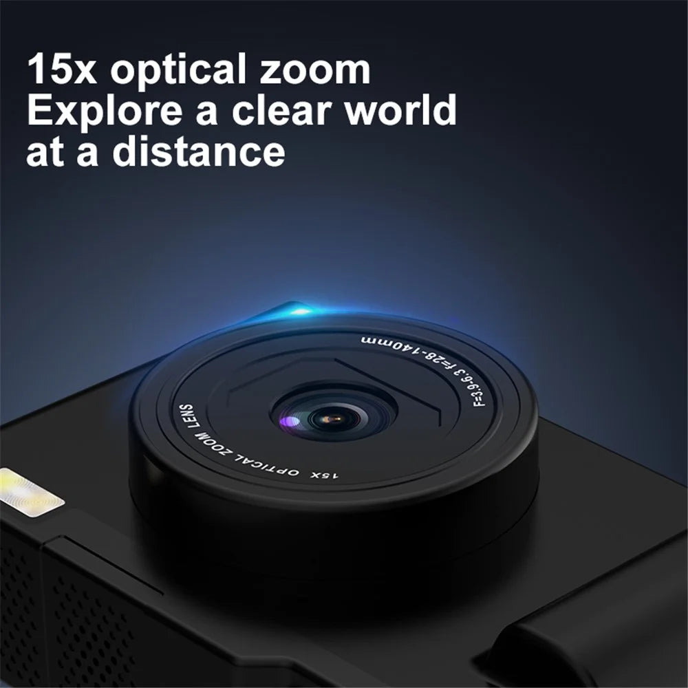 H03 2.4 Inch HD Digital Camera 15X Zoom Dual Lens Video Recorder Retro CCD with  WiFi Transfer - Black - 4
