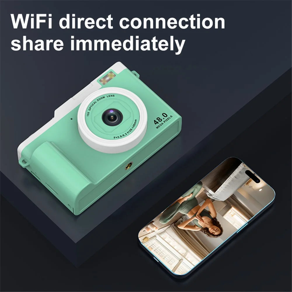 H03 2.4 Inch HD Digital Camera 15X Zoom Dual Lens Video Recorder Retro CCD with  WiFi Transfer - Black - 5