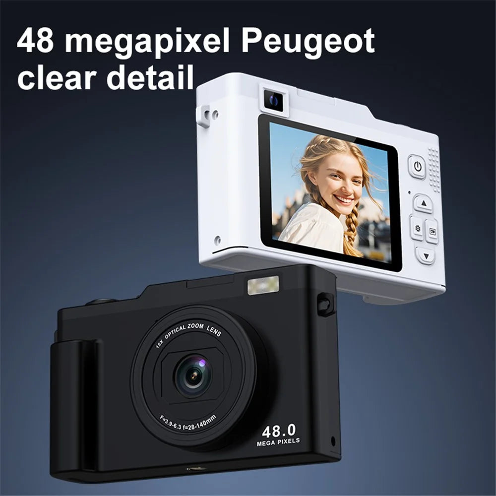 H03 2.4 Inch HD Digital Camera 15X Zoom Dual Lens Video Recorder Retro CCD with  WiFi Transfer - Black - 7