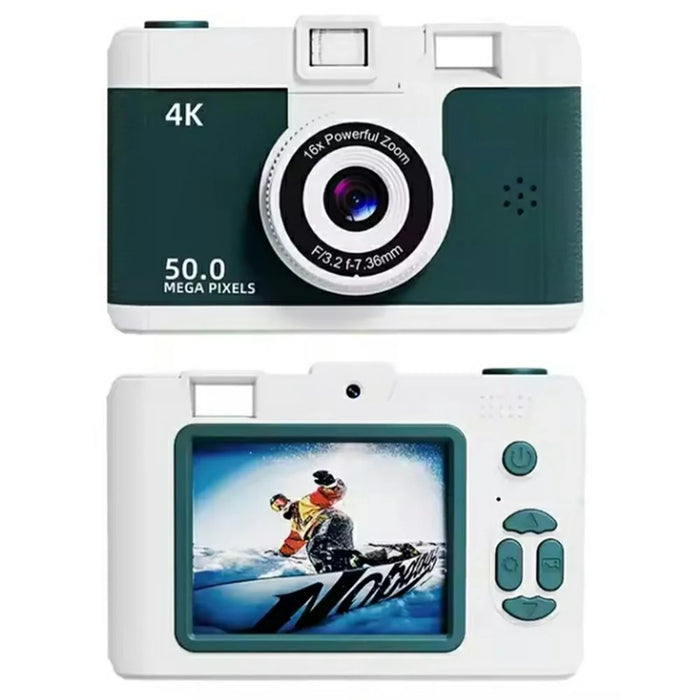 M16 2.4 Inch Screen HD Dual Lens Digital Camera 16X Zoom Retro CCD Camcorder with LED Flash - Green - 1