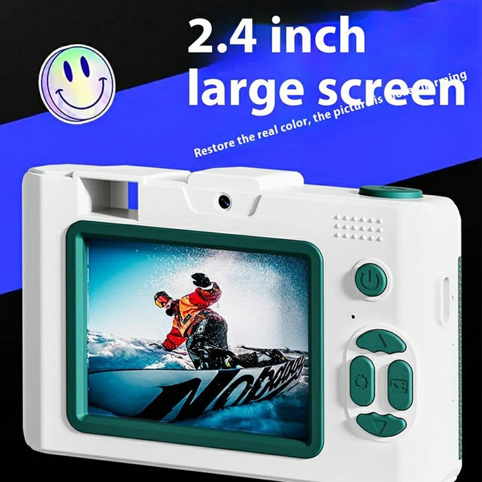 M16 2.4 Inch Screen HD Dual Lens Digital Camera 16X Zoom Retro CCD Camcorder with LED Flash - Green - 2