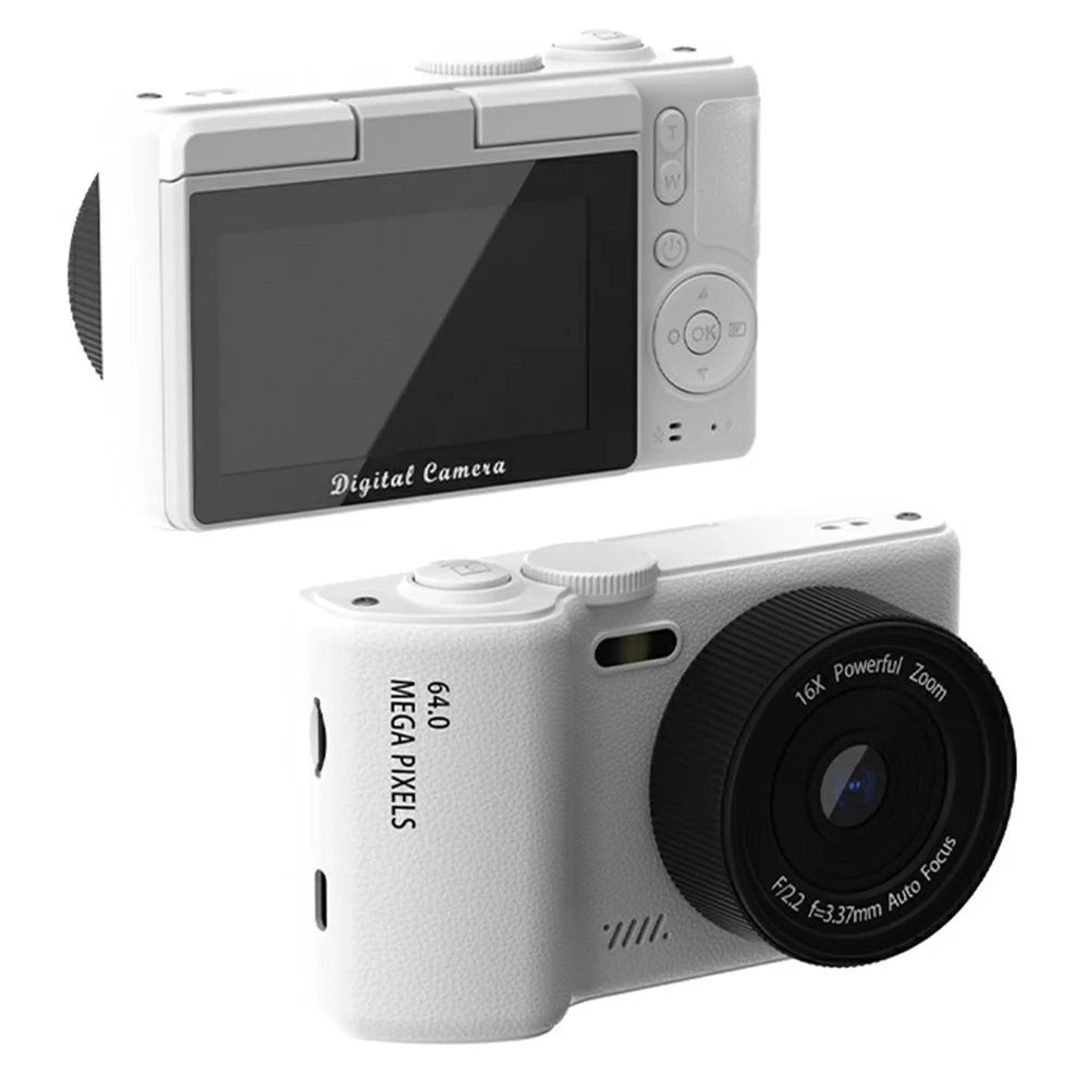 H8 3 Inch Flip Screen 48MP CCD Digital Camera 16X Digital Zoom 4K Video Recorder with 64G TF Card + Card Reader - 1