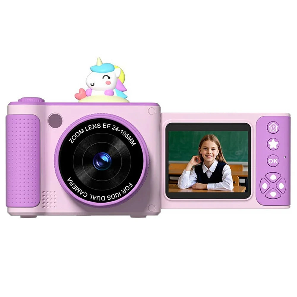 S6 2.4 Inch Flip Screen Digital Camera Telescopic Lens 8X Zoom 1080P HD Recording CCD Camera - Purple - 1