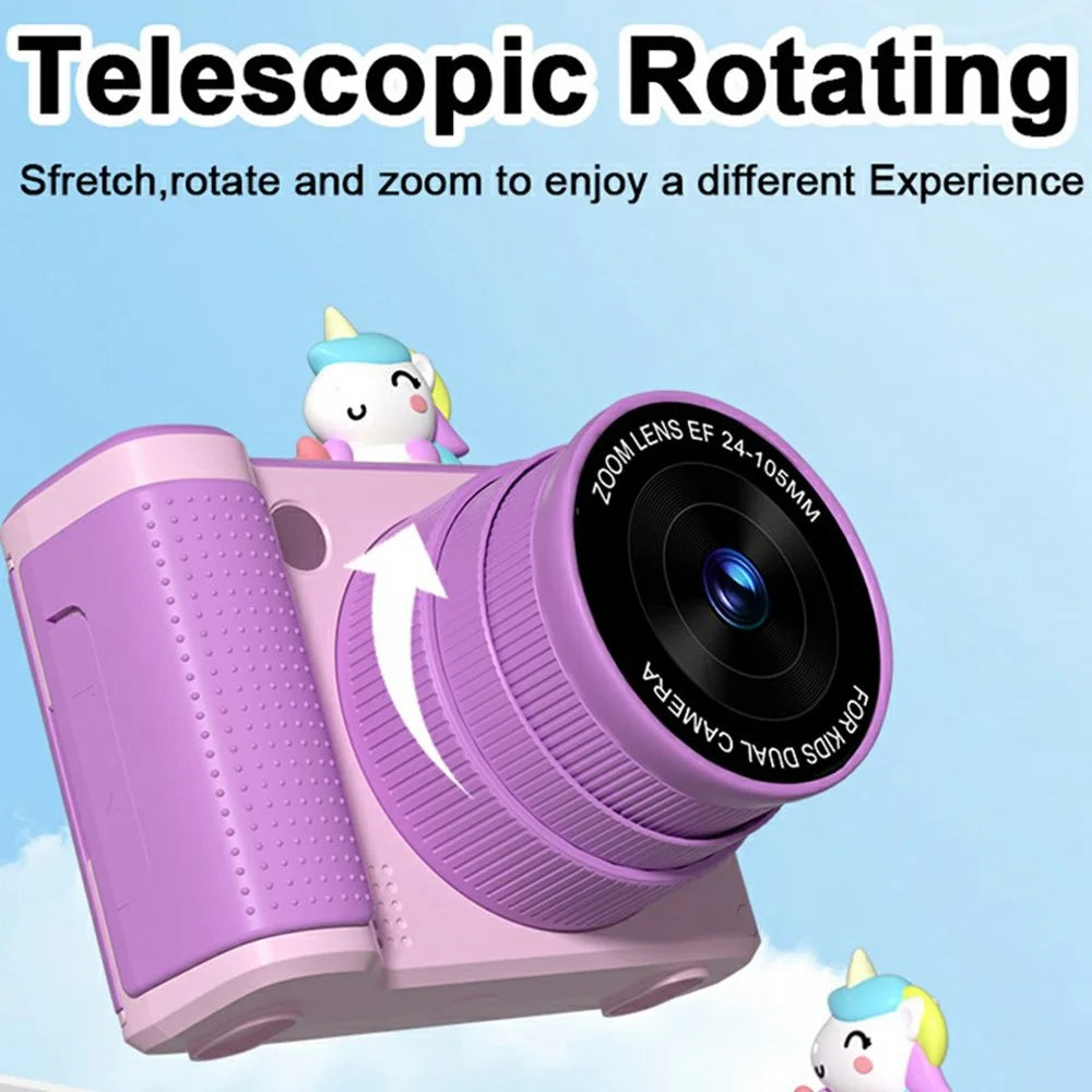S6 2.4 Inch Flip Screen Digital Camera Telescopic Lens 8X Zoom 1080P HD Recording CCD Camera - Purple - 3