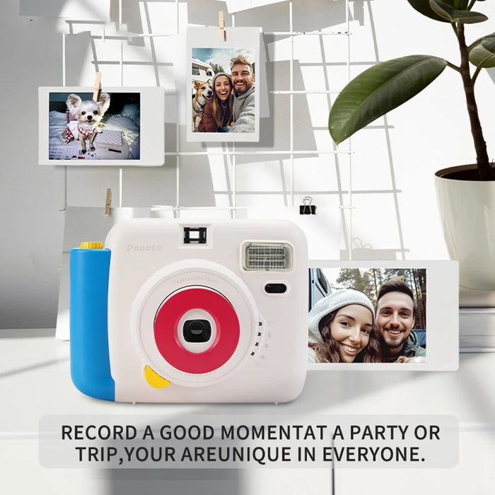 POPOTO Mini Instant Print Camera Manual Exposure Fixed Focus Retro Digital Camera (Without Photo Paper) - White - 4