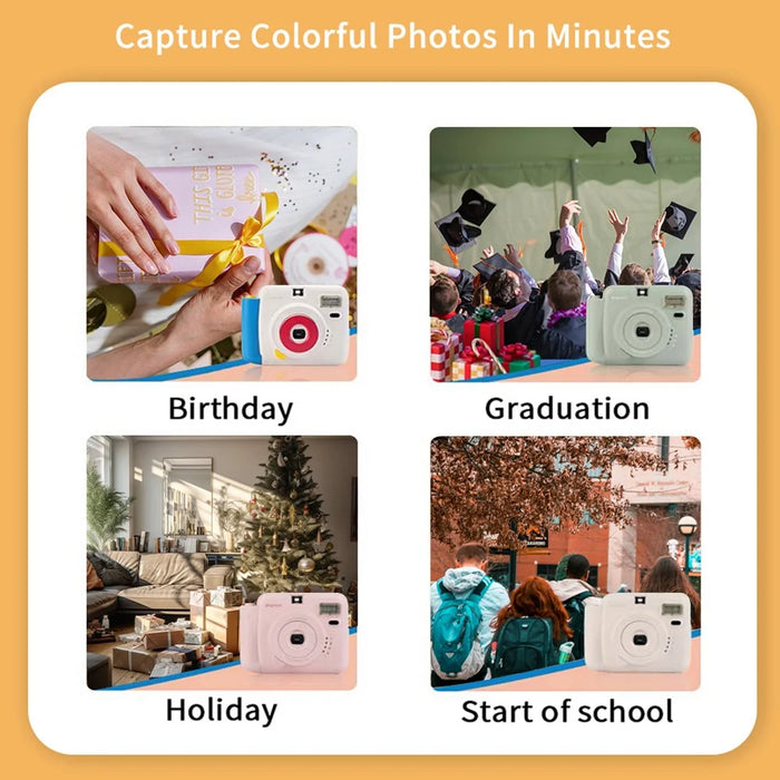 POPOTO Mini Instant Print Camera Manual Exposure Fixed Focus Retro Digital Camera (Without Photo Paper) - White - 7