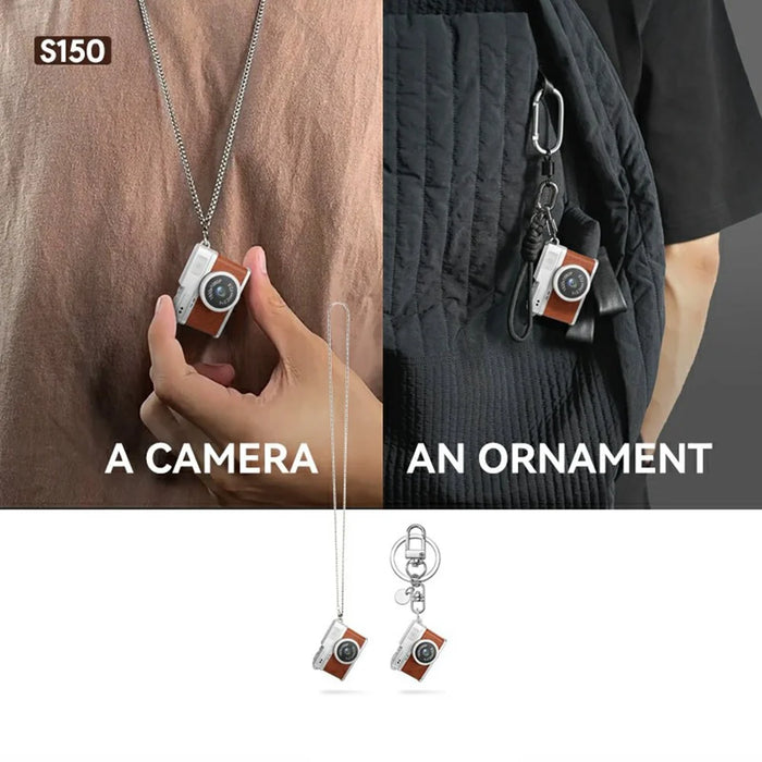 S150 Wearable Mini Camera 1080P HD Video 0.96 Inch IPS Display Necklace Pendant Retro Camera - Brown - 4