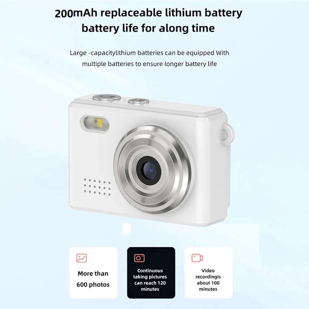 DC23 Mini Digital Camera 0.96 Inch Screen Portable CCD HD Video Recorder for Students - White - 3