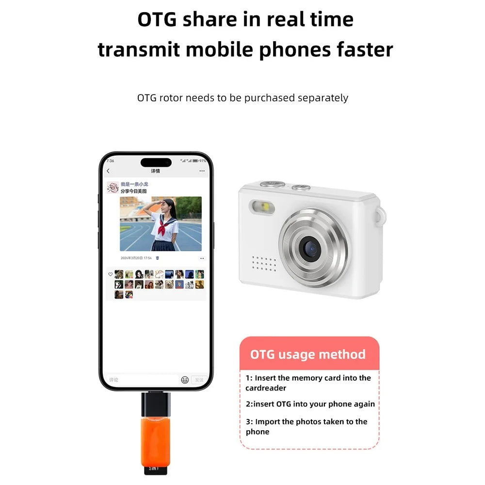 DC23 Mini Digital Camera 0.96 Inch Screen Portable CCD HD Video Recorder for Students - White - 5