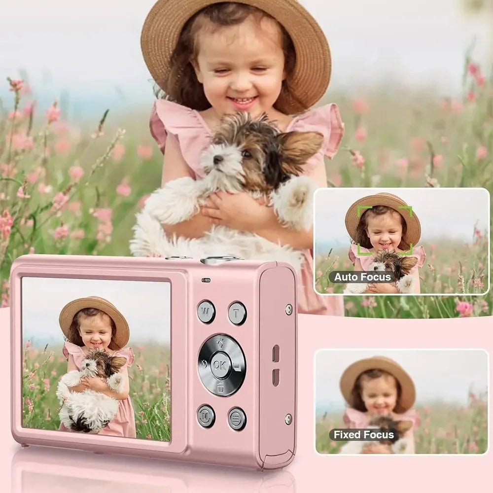 DC402-AF-4K Auto Focus 4K Digital Camera for Kids 16X Digital Zoom Anti-Shake Webcam with LED Fill Light - Light Pink - 3
