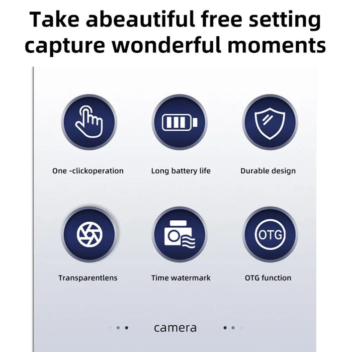 DC23 Mini Digital Camera 0.96 Inch Screen CCD HD Video Recorder for Students, with 32GB Memory Card + Card Reader - White - 4