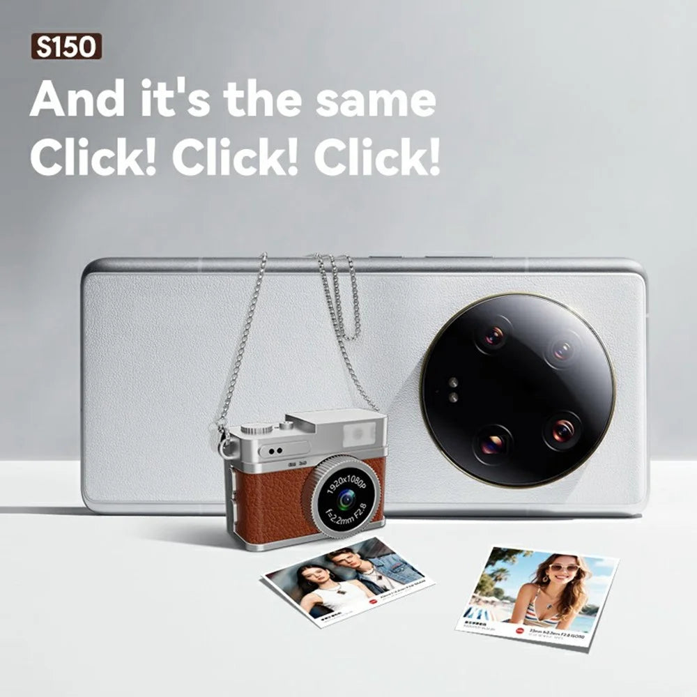 S150 Wearable Mini Camera 1080P HD Video 0.96 Inch IPS Display Necklace Pendant Retro Camera with 32GB TF Card - Brown - 7