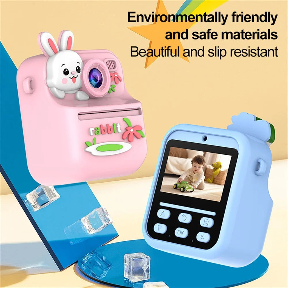 S1 2.4 Inch IPS Screen Kids Camera Instant Print Digital Camera Dual Lens HD Video Recorder for Children - Blue Rabbit - 5