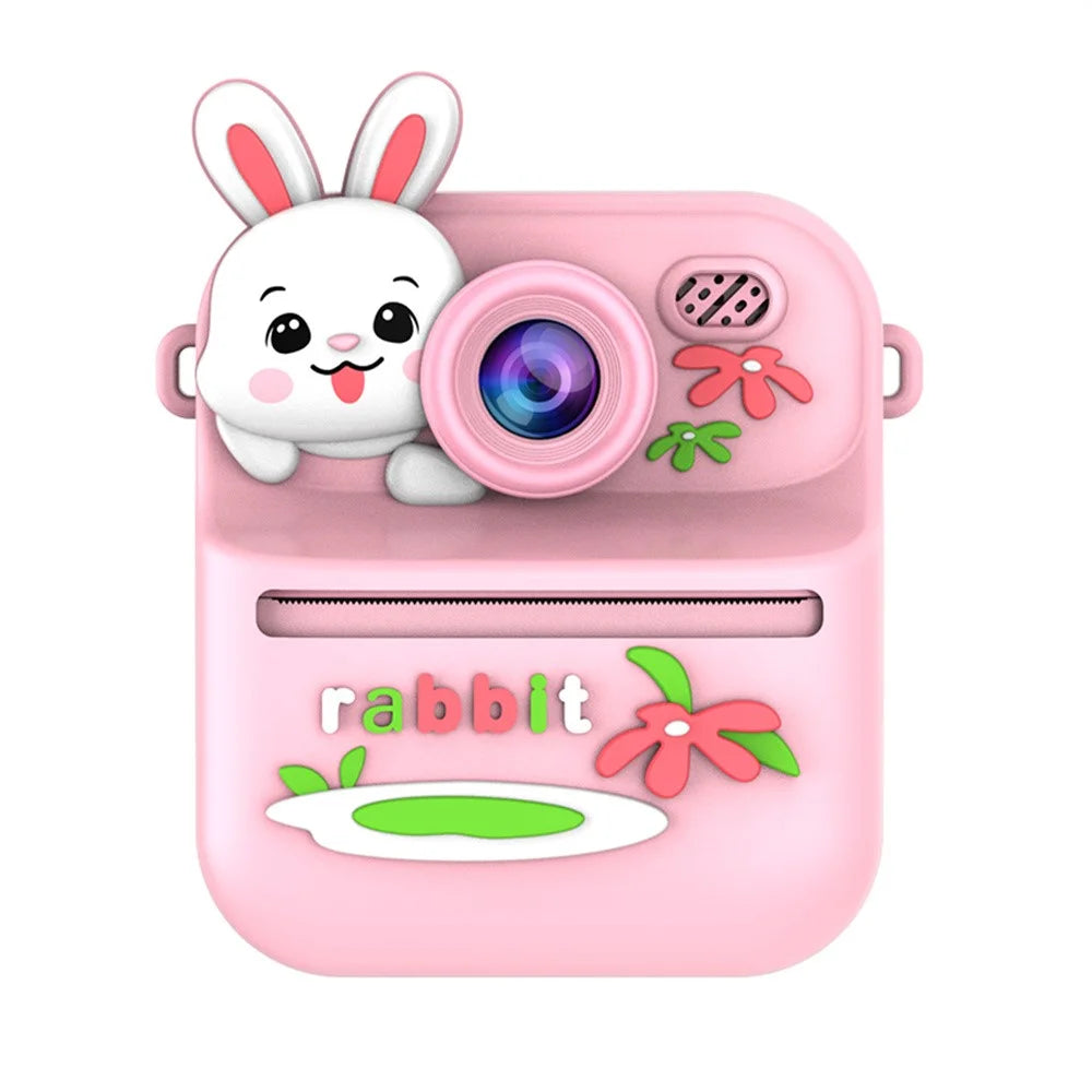 S1 2.4 Inch IPS Screen Kids Camera Instant Print Digital Camera Dual Lens HD Video Recorder with 32GB Card + Card Reader - Pink Rabbit - 3