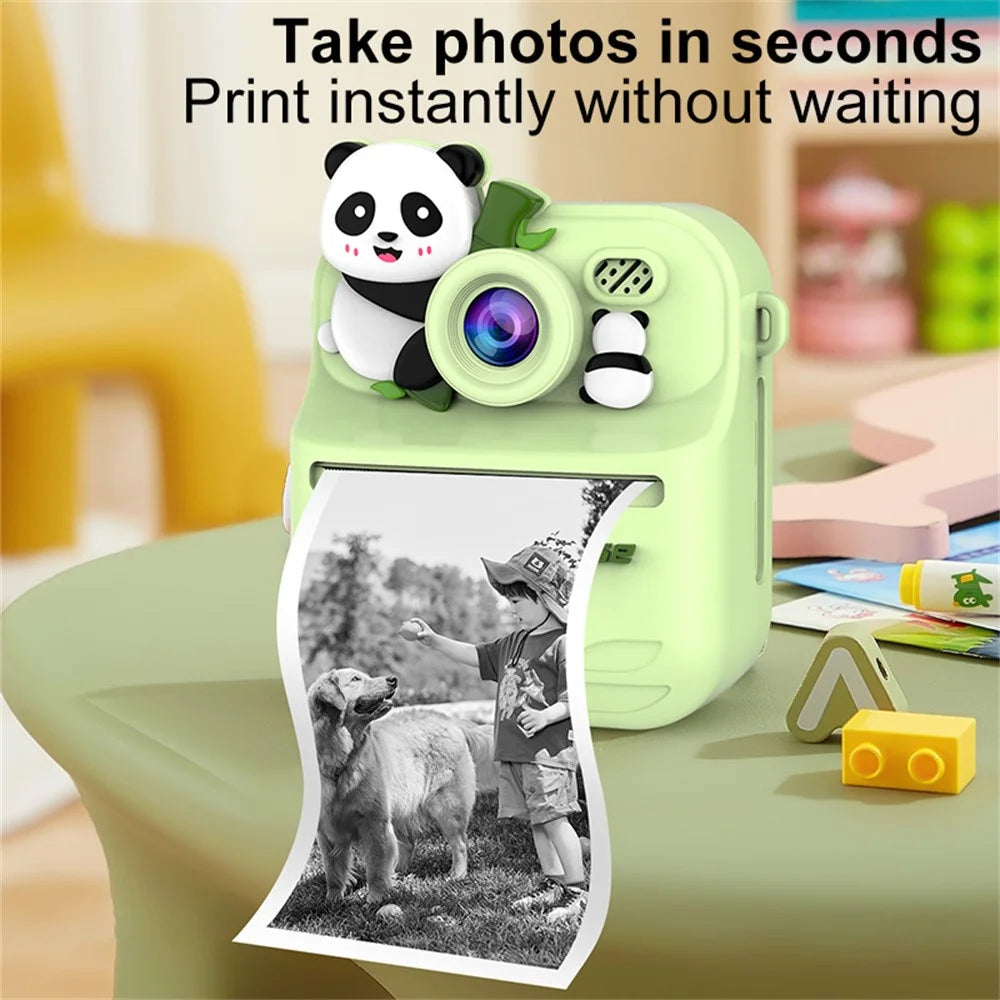 S1 2.4 Inch IPS Screen Kids Camera Instant Print Digital Camera Dual Lens HD Video Recorder with 32GB Card + Card Reader - Pink Rabbit - 6