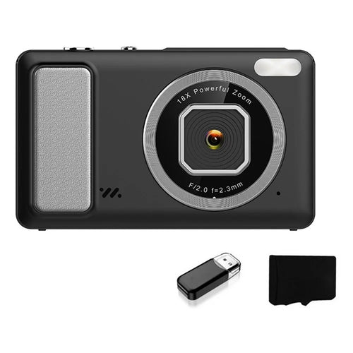 DC15 2.4 Inch 4K HD Portable Digital Camera 18X Digital Zoom 64MP Pocket CCD, with 32GB TF Card + Card Reader - 1