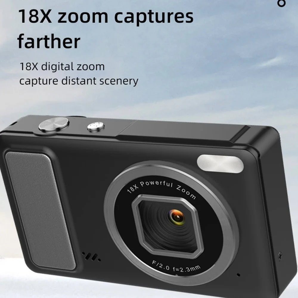 DC15 2.4 Inch 4K HD Portable Digital Camera 18X Digital Zoom 64MP Pocket CCD, with 32GB TF Card + Card Reader - 3
