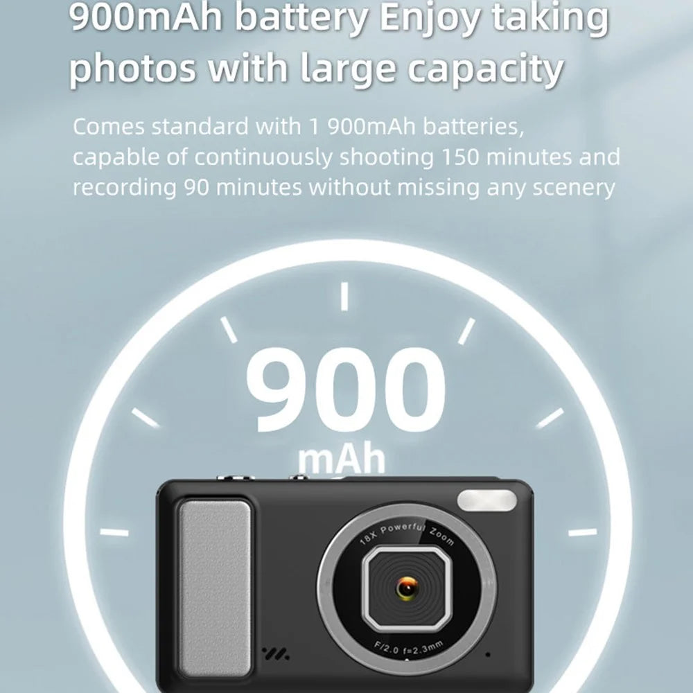 DC15 2.4 Inch 4K HD Portable Digital Camera 18X Digital Zoom 64MP Pocket CCD, with 32GB TF Card + Card Reader - 6