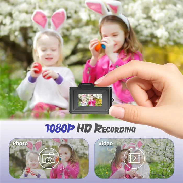 E9 Mini Digital Camera 0.96 inch Display 1080P Video Recorder with 32GB Memory Card and Card Reader - Black - 4