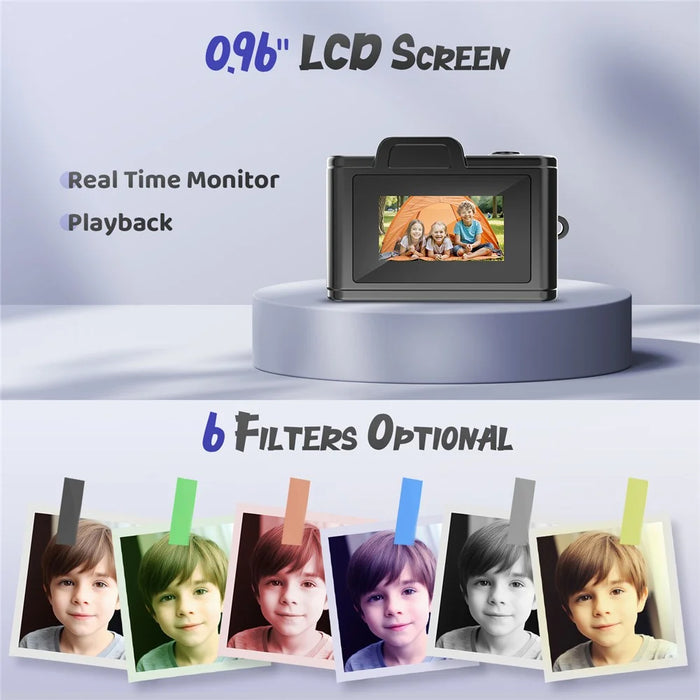 E9 Mini Digital Camera 0.96 inch Display 1080P Video Recorder with 32GB Memory Card and Card Reader - Black - 5