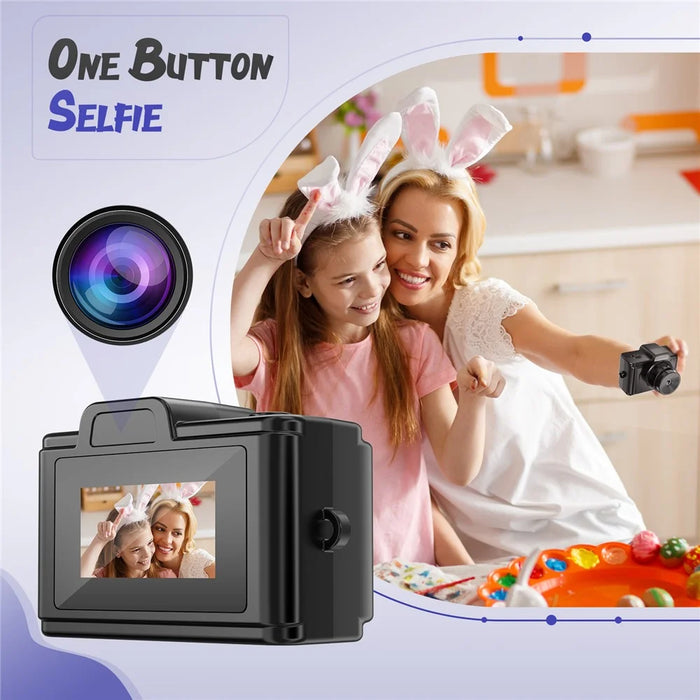 E9 Mini Digital Camera 0.96 inch Display 1080P Video Recorder with 32GB Memory Card and Card Reader - Black - 6
