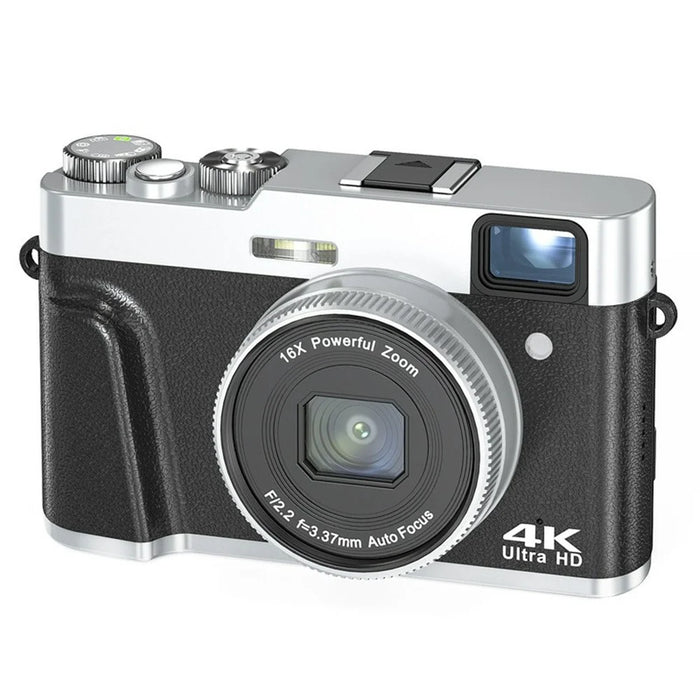 DC202L-AF Retro 4K Selfie Camera Photoflash Light Digital Camera for Kids Teens - Black - 1