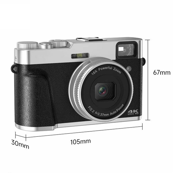DC202L-AF Retro 4K Selfie Camera Photoflash Light Digital Camera for Kids Teens - Black - 7