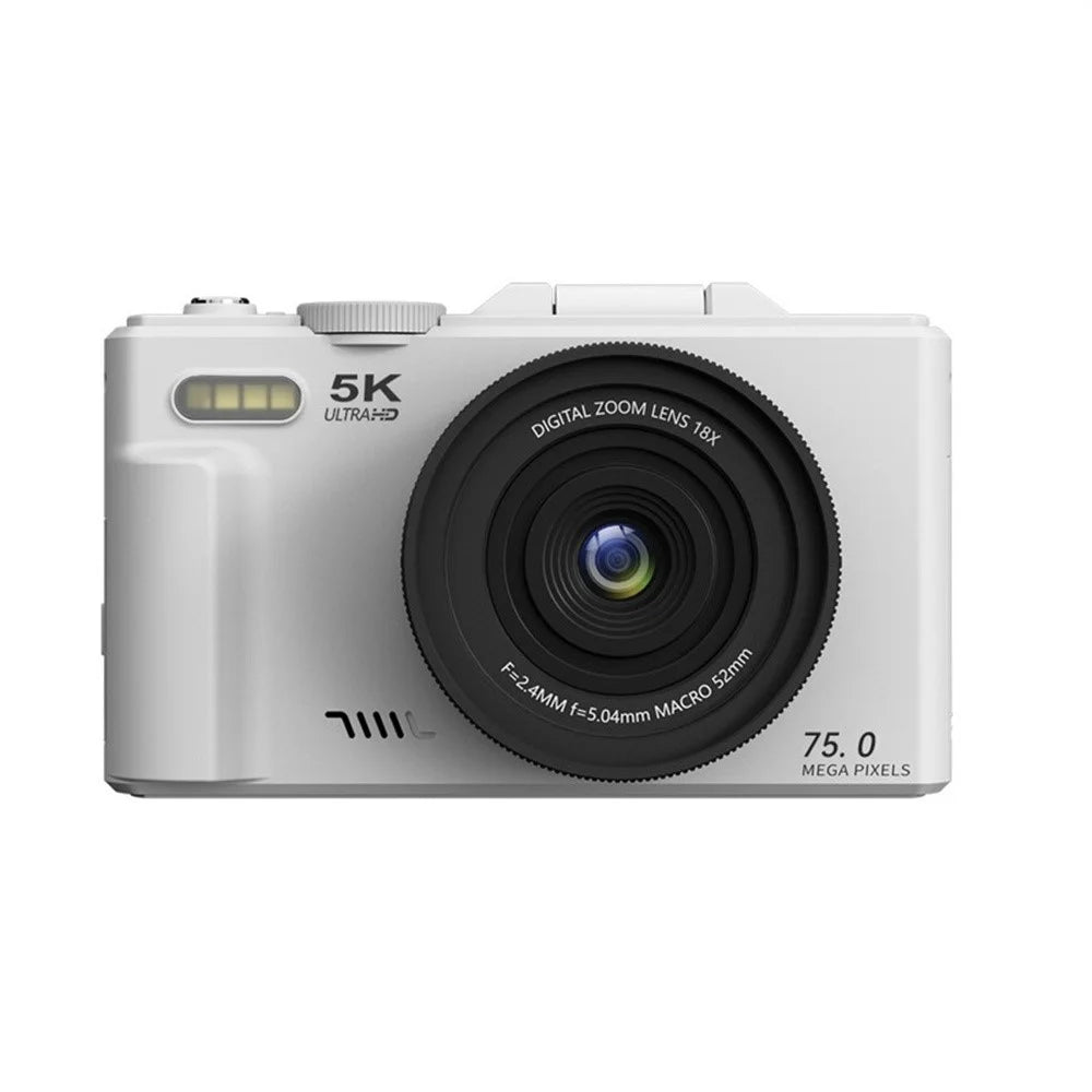 WD08 3.0 Inch HD Flip Screen Digital Camera 5K Video Recorder with 32GB Card (Dual Battery) - White - 2