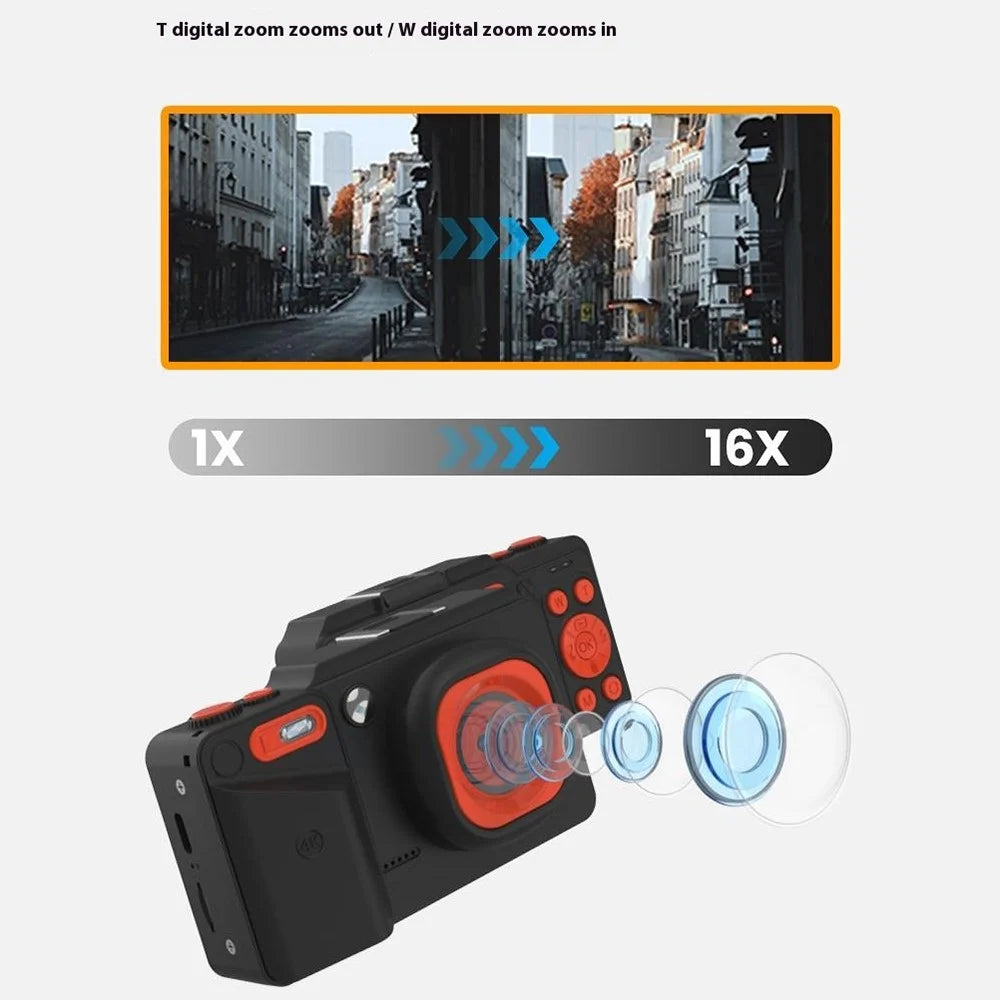 A8 2.8 Inch Portable Digital Camera 16X Zoom 4K Ultra HD Video Recording CCD with 32GB Card + Card Reader - Black - 5