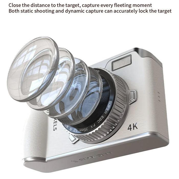 Y01 2.4 Inch IPS Screen Retro Digital Camera CCD 16X Digital Zoom HD Dual Lens Video Recorder - White - 7