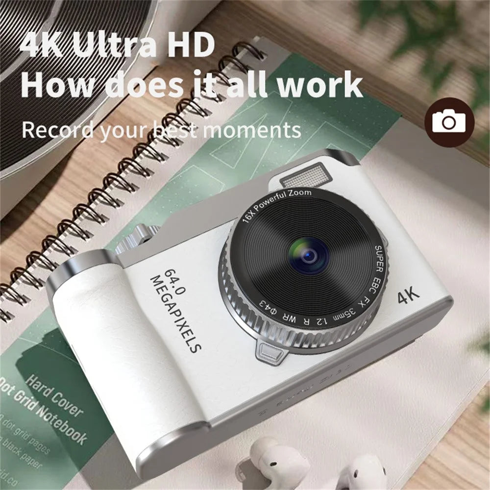 Y01 2.4 Inch IPS Screen Retro Digital Camera CCD 16X Digital Zoom HD Dual Lens Video Recorder, with 32GB Card + Card Reader - Black - 2