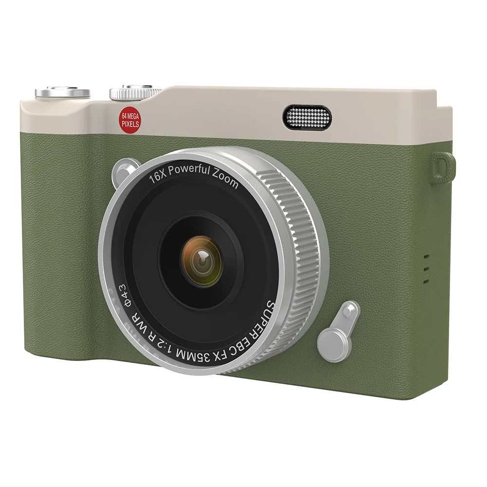 Y02 2.4 Inch Flip Screen Digital Camera for Students Retro CCD Video Recorder with 32GB Card + Card Reader - Green - 2