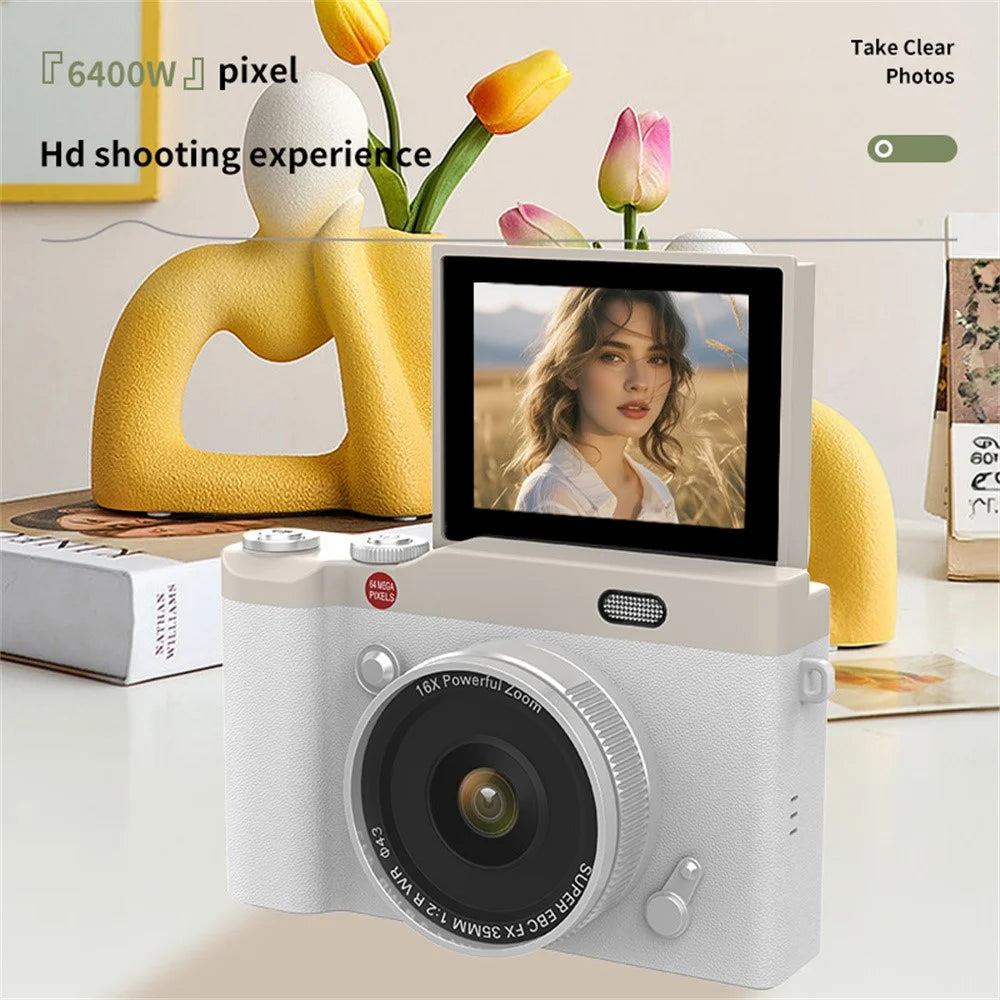 Y02 2.4 Inch Flip Screen Digital Camera for Students Retro CCD Video Recorder with 32GB Card + Card Reader - Green - 5