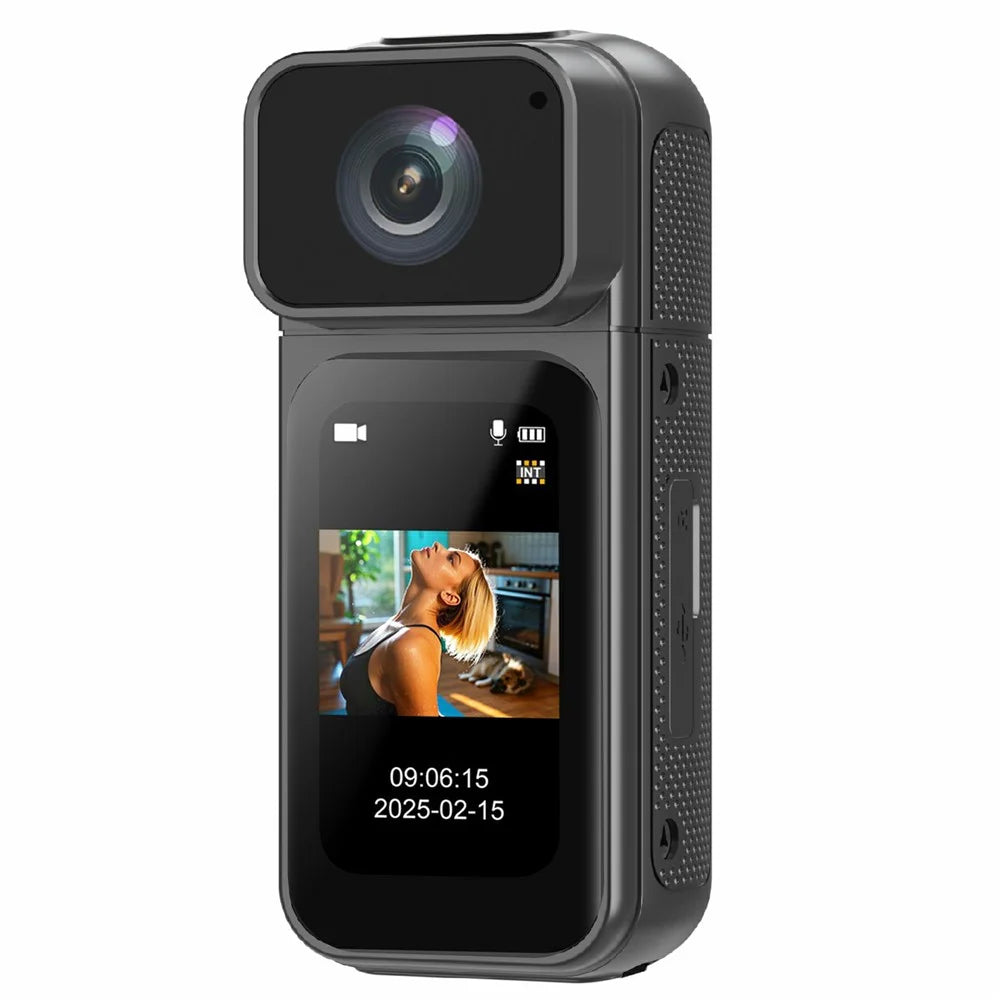 S80 Thumb Camera 2.7K Ultra HD 180 Degree Rotatable Lens 1.47 Inch IPS Screen WiFi Action Camera with 32G Memory Card - Black - 1