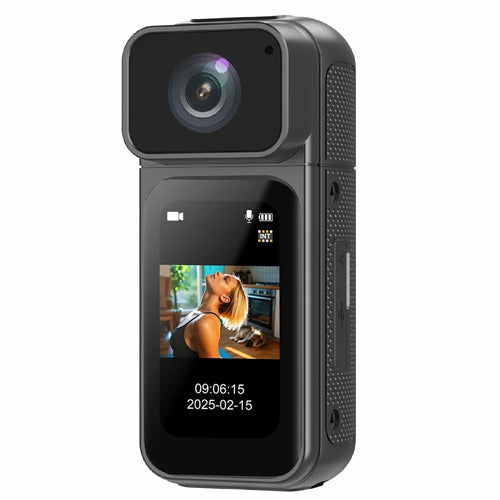 S80 Thumb Camera 2.7K Ultra HD 180 Degree Rotatable Lens 1.47 Inch IPS Screen WiFi Action Camera with 32G Memory Card - Black - 1