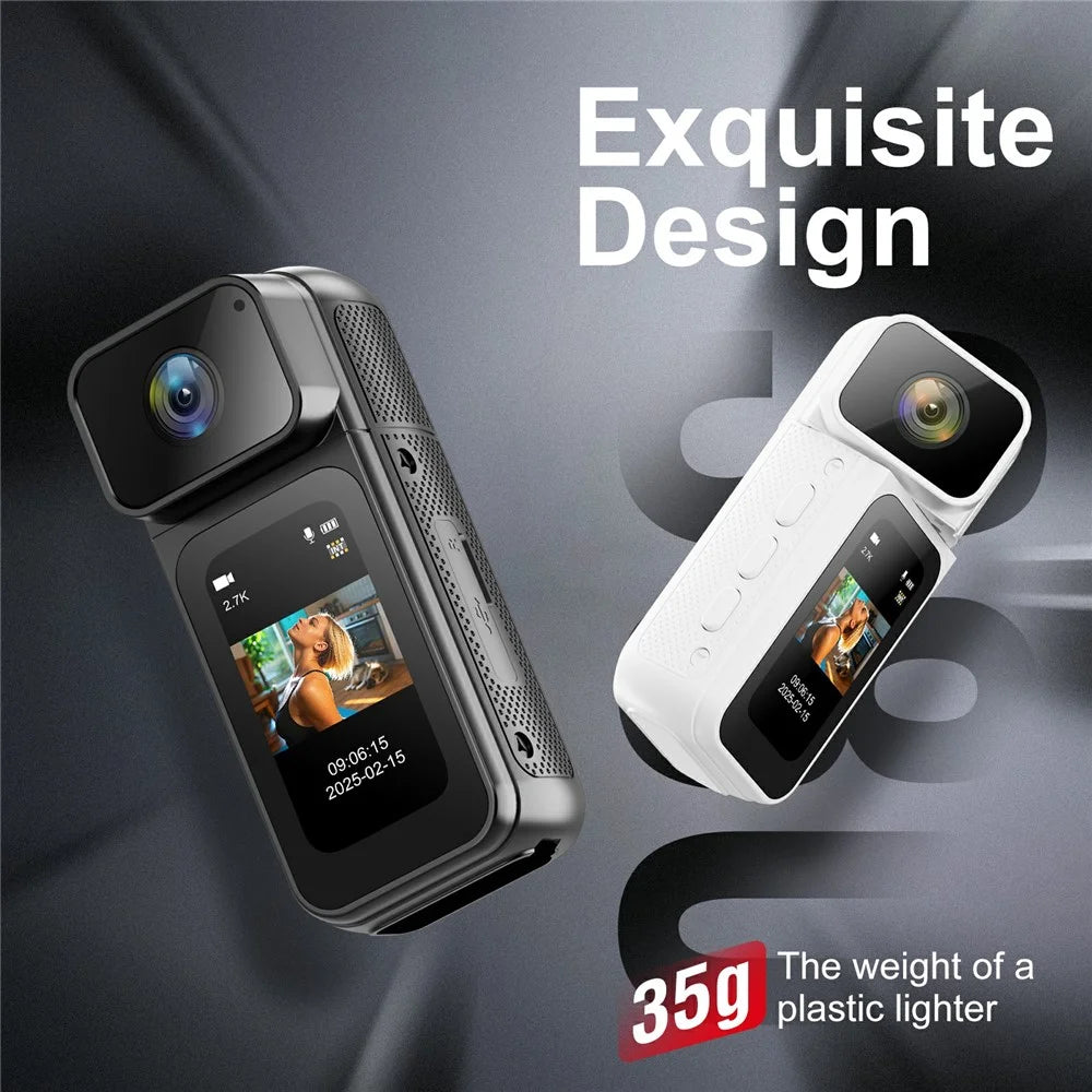 S80 Thumb Camera 2.7K Ultra HD 180 Degree Rotatable Lens 1.47 Inch IPS Screen WiFi Action Camera with 32G Memory Card - Black - 5