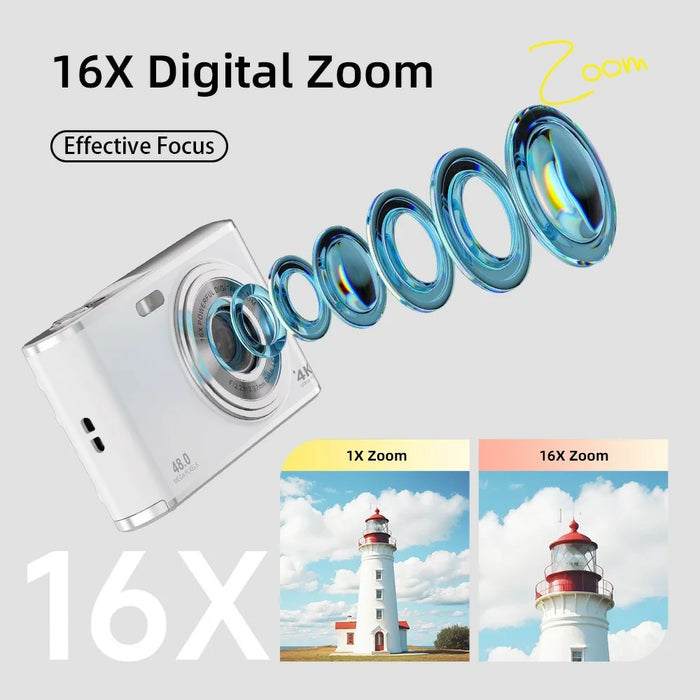 DC306L-AF Dual Lens HD Digital Camera Auto Focus 16X Zoom Vlogging Camera for Teens - Black - 4